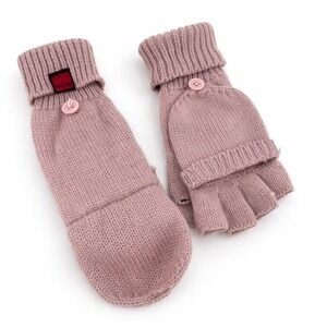 Father Panik Industries Convertible‎ Mittens Women Mauve Knit Fingerless Gloves